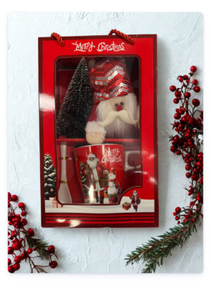 Χριστουγεννιάτικη κούπα με κουταλάκι και άγιο Βασίλη