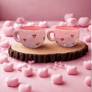 Ροζ κούπες με καρδούλες