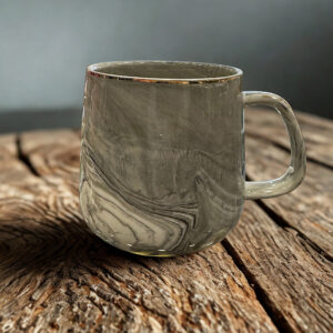 Χειροποίητη κούπα πορσελάνη ασημί