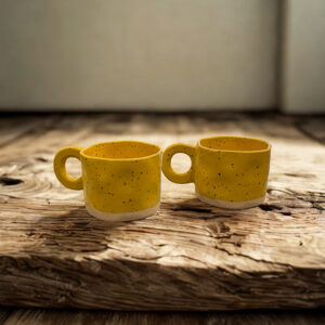 Κεραμική κούπα με σχέδια Κίτρινη